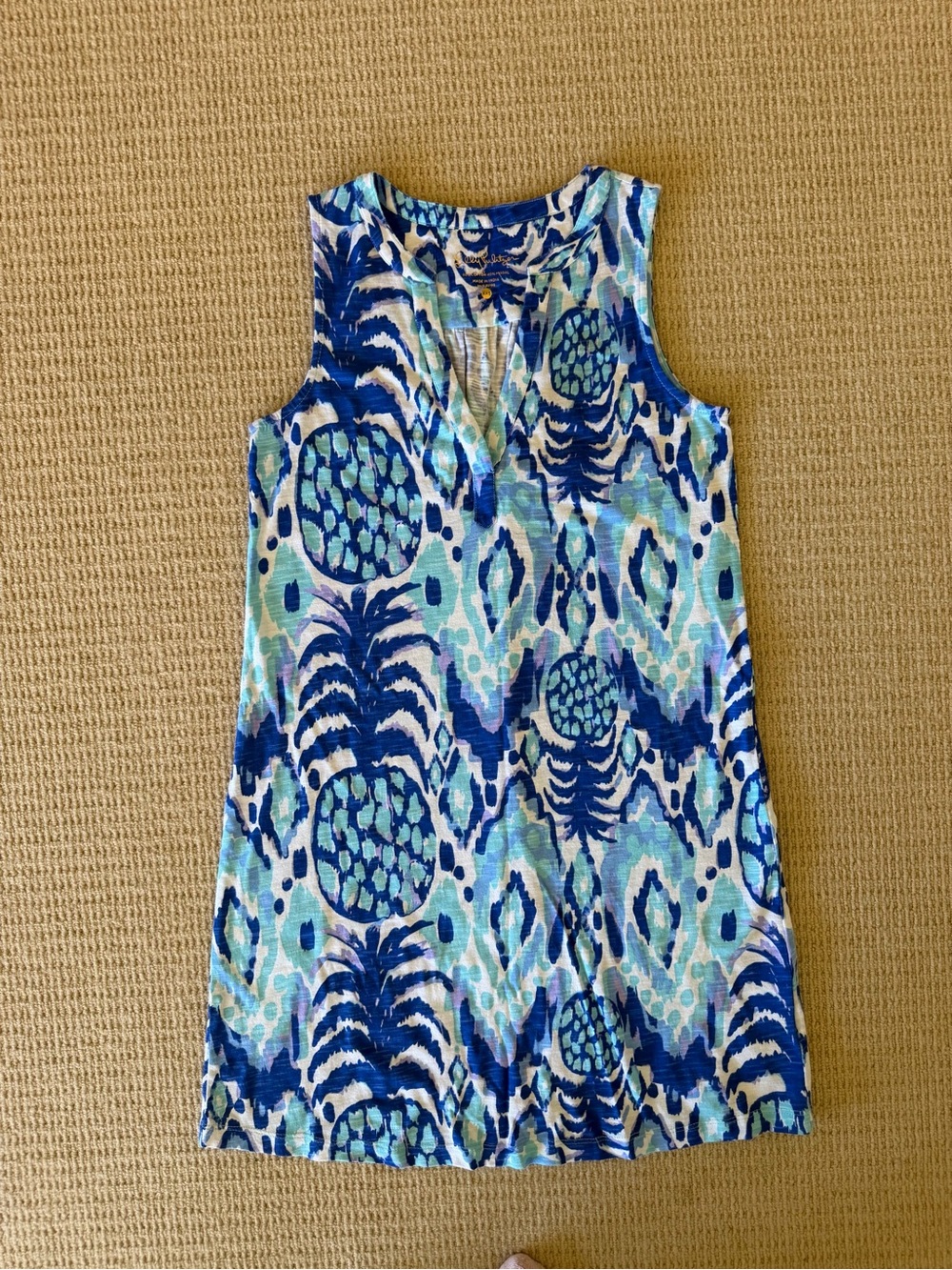 NWOT Lilly Pulitzer Girl's Blue Pineapple Print Sleeveless Dress XXS